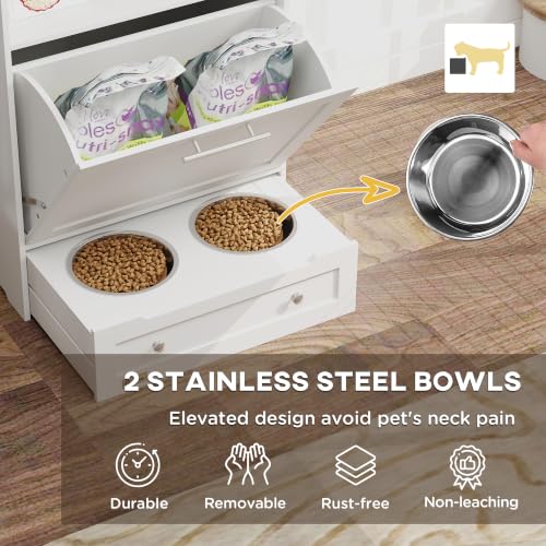 PawHut Dog Feeding Station with Raised Bowls, Pet Feeder Station - Image 4