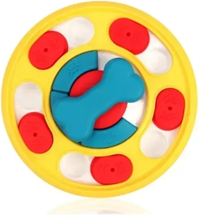 Interactive Dog Puzzle Toys - Slow Feeder IQ Enhancer for Puppies and Cats - Non-Slip Food Dispenser Training Game(B-Yellow)