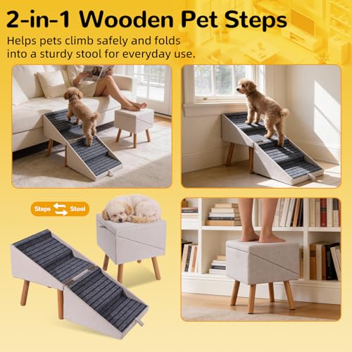 Dog Stairs for Small Dogs, 2-in-1 Dog Safety Ramp and Ottoman - Image 6