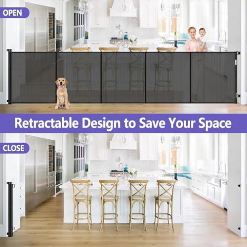 Reinforced 42" Tall Pet Gate 96" Wide Retractable Baby - Image 5