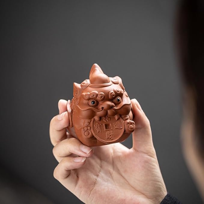 Chinese Zisha Tea Pet, Ceramic Tea Pet, Handmade Purple Clay Tea Pet for Kung Fu Tea Tray, Tea Pet Decorate Kungfu Tea Tray Accessories (C)