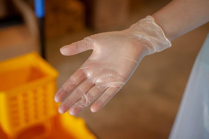 SAFE HANDLER Industrial Vinyl Gloves | Latex Free, Powder Free, Multi Purpose, Cleaning, For Work or For Home, Ambidextrous, Disposable Gloves (100 per box,10 boxes = 1000 PIECES)