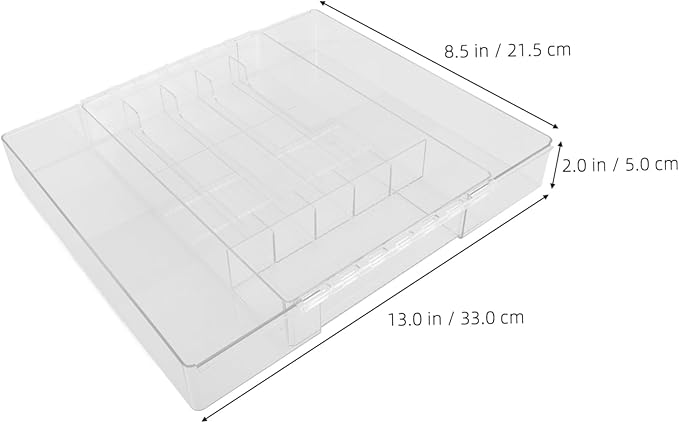 Expandable Cutlery Tray Dividers Acrylic Organizer for Silverware Storage Kitchen Medium Compartment Holder for Forks Spoons and Utensils