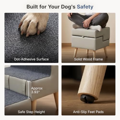 2-in-1 Foldable Dog Stairs & Ottoman, 15.7" H Dog Stairs - Image 4