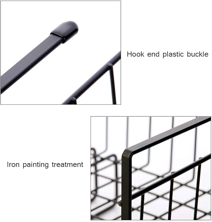 Pssopp Under Shelf Wire Basket, Hanging Storage Baskets Under Shelf Storage Organizer for Kitchen Pantry Desk Bookshelf (Black)