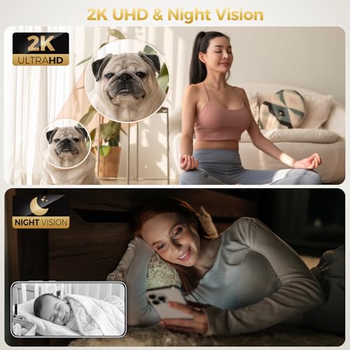 ZEEPORTE 2K Indoor Cameras for Home Security - Baby Monitor and Dog Pet Camera with Motion Detection, 2-Way Audio, Night Vision, Siren, Wired Security Camera (4-Pack)