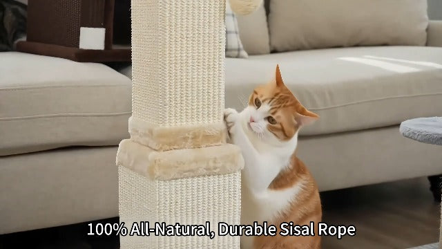 Cat Scratching Post for Indoor Cats, 32Inch Sisal Cat Scratcher, Beige - Image 8