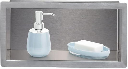 12"×6" Shower Niche Brushed Stainless Steel, Recessed Shower Caddy, Bathroom Shelf Insert Fits for 11"x5.1" Wall Hole Installation (Nickel)