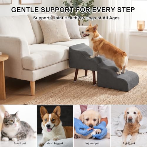 Dog Stairs for Small Dogs, 14.9" H 2-in-1 Foldable Pet - Image 7