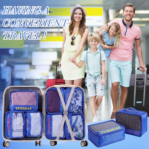 15 Pcs Day of Week Packing Cubes Travel Kids, 9x7x3inch, Blue - Image 6