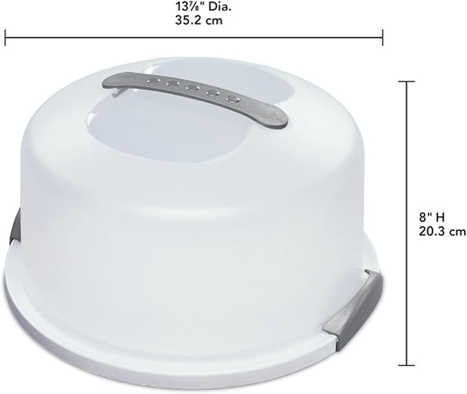 Sterilite Cake Server, Plastic Food Storage Container with Lid, Latches and Handle, Dessert Carrier, Dishwasher Safe, Clear Lid and White Base, 8-Pack