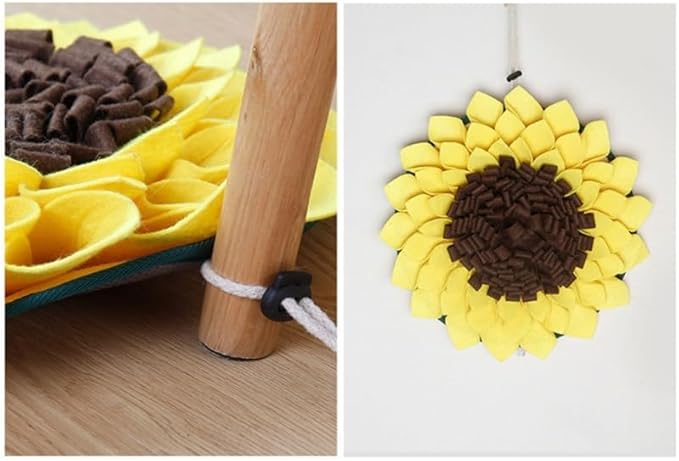 Dog Interactive Puzzle Feeders Slow Feeding Toy Sunflower Shape Improving Intelligence for Puppies Snuffle Small Puzzle Foraging Large with Fixing Handle
