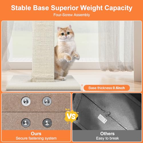 33-inch natural sisal cat scratching post for indoor cats - image 6
