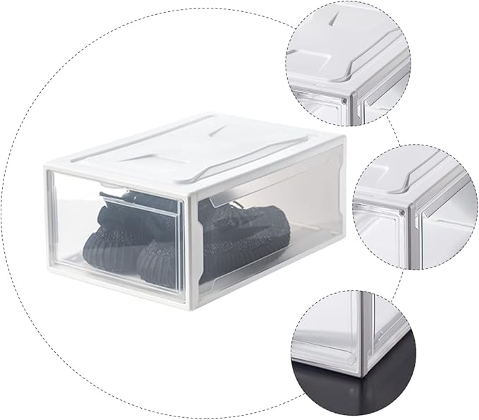 Zerodeko 1pc Transparent Sneaker Storage Box Clamshell Shoes Organizer Stackable Container for Shoes Socks and Accessories for Closet and Entryway Storage