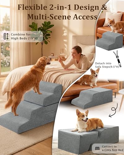 Dog Stairs for Bed,19" H 4 Step Pet Stairs for Small Dogs & Cats - Image 4