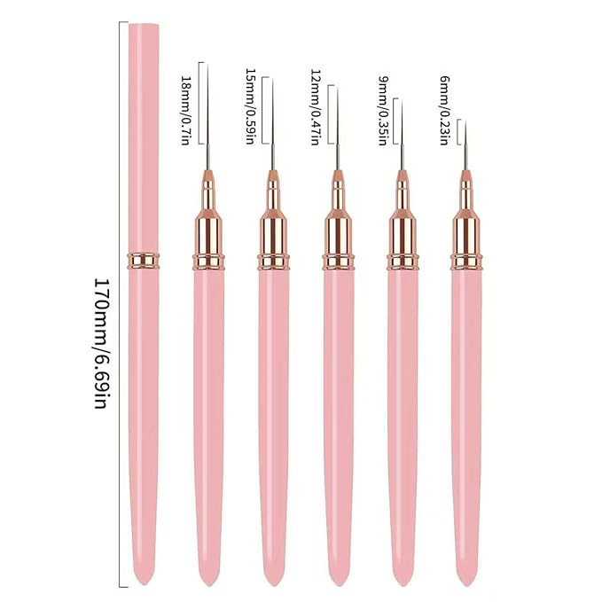 Professional Nail Art Brush Set with Liner, Gel, Fan, Silicone & Dotting Brushes - Nail Art Tool Kit for Acrylic & Gel Nail Art, French Tip, Ombre & Intricate Patterns, Salon & DIY Manicure