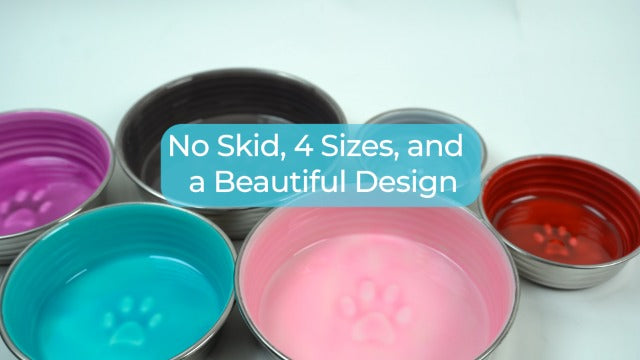 Loving Pets - Le BOL Dog Food Water Bowl Enamel Ceramic Bowl No Tip Stainless Steel Pet Bowl No Skid Spill Proof (Extra Small, Lilac)