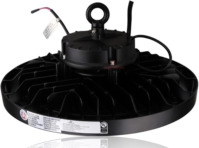 RuggedGrade 240W - Titan VI Series LED High Bay Light UFO with Motion Sensor - 39,600 Lumens - Color Selectable on Fixture 3000K/4000K/5000K - Warehouse, Multisport Gyms & Workshops - DLC 5.1 Premium