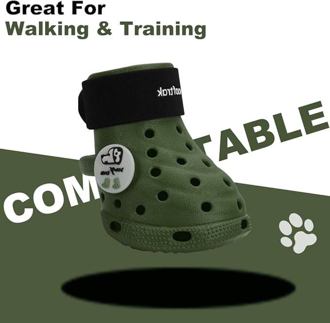 Dog Shoes Breathable Dog Shoe for Hot Pavement, Dog Booties and Paw Protectors, Non-Slip Waterproof Dog Sandals Boots (Green+Black, S: (2.3’’x1.8'')(L*W))