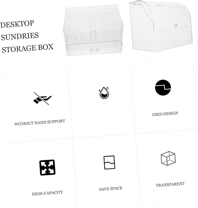 Cosmetic Storage Box Acrylic Makeup Case Thick Material Crystal Diamond Pattern Desktop Organizer