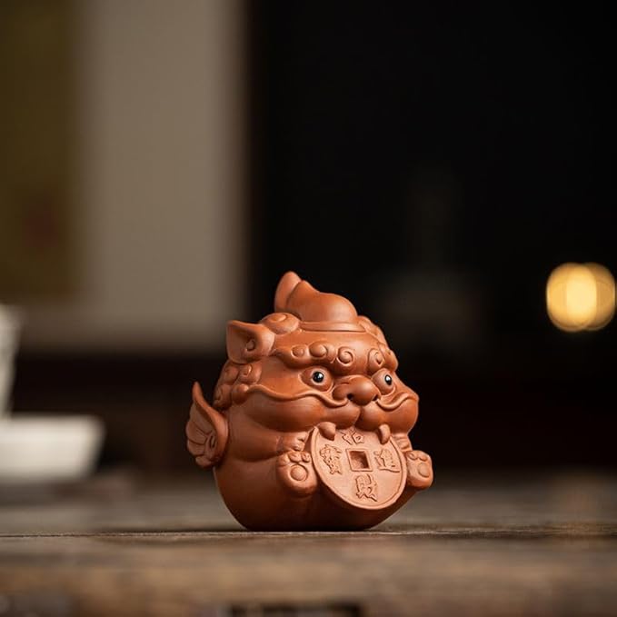 Chinese Zisha Tea Pet, Ceramic Tea Pet, Handmade Purple Clay Tea Pet for Kung Fu Tea Tray, Tea Pet Decorate Kungfu Tea Tray Accessories (C)