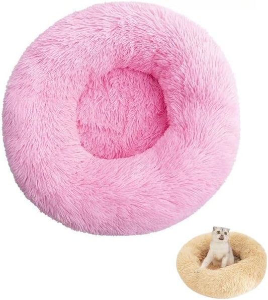 Anxiety Relief Dog Bed - Mr Fluffy Friend Anti-Anxiety Original Calming Plush Pet Bed for Chewing, Crate Training & Thunderstorm Stress (A-Pink,M-60CM)