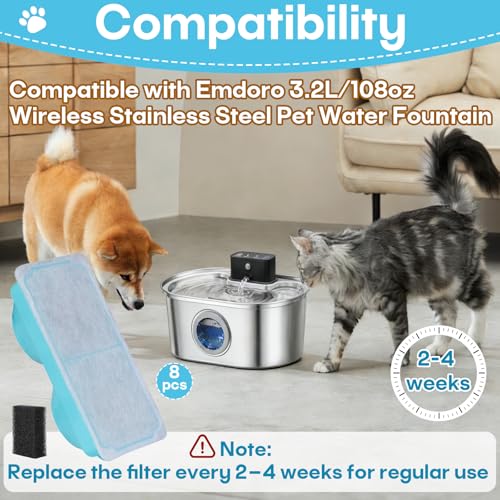 8-Pack Pet Water Fountain Filter Compatible with Emdoro - Image 4