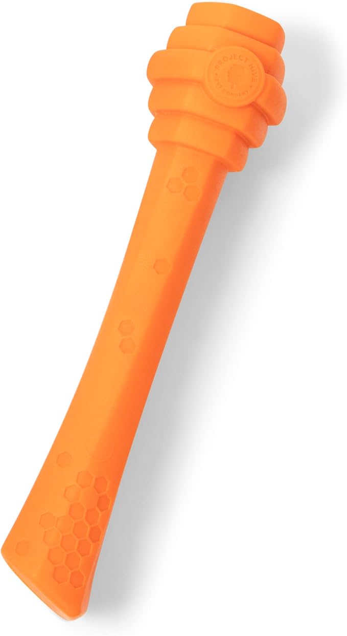 PROJECT HIVE ·PET COMPANY· - Sweet Mango Scented - Hive Dog Fetch Stick for Large Breeds - Dog Stick Toy - Floats in Water - Treat Dispenser Toy - Durable and Tough - Made in The USA