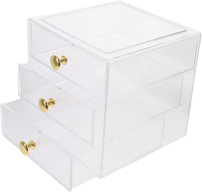 Stackable Three-layer Drawer Storage Box Modern Makeup Organizer Desktop Sundry Organizer Kitchen Countertop Lids