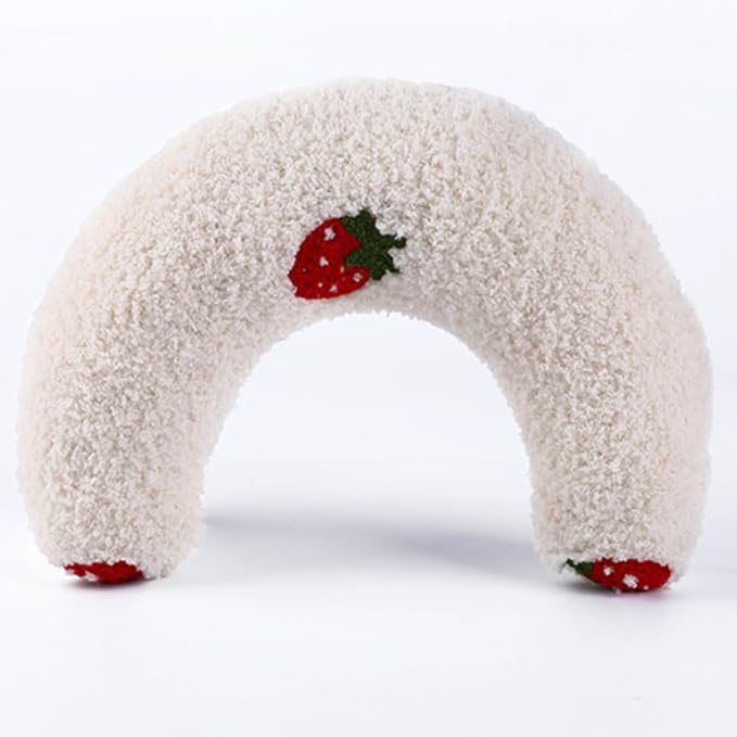 Calming Pillow for Dogs, Pet U Shape Calming Pillow Pet Neck Pillow Dog Calming Pillow for Small Dogs, Ultra Soft Fluffy Pet Calming Toy for Joint Relief Sleeping Improve Machine Washable (White)