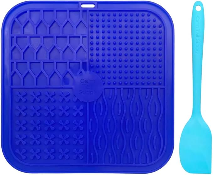 BPA-Free Silicone Dog Lick Mat with Spatula – Slow Feeder Enrichment Mat for Dogs & Cats – Strong Suction, Grooming Distraction, Freezer & Dishwasher Safe