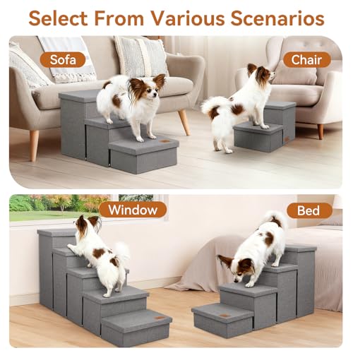 Zerbuger 2 Step Dog Stairs with Storage, 15" High Folding - Image 4