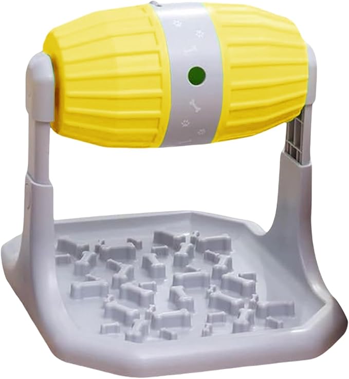 Interactive Dog Puzzle Feeder Toy Adjustable Food Port Slip Base Rolling Treat Dispenser for Mental Interactive Puppy Feeder