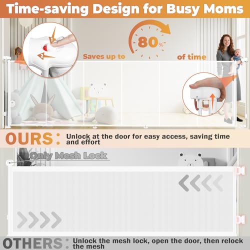 120" Retractable Baby Gates Dog Gate Extra Wide, 42" Tall - Image 4