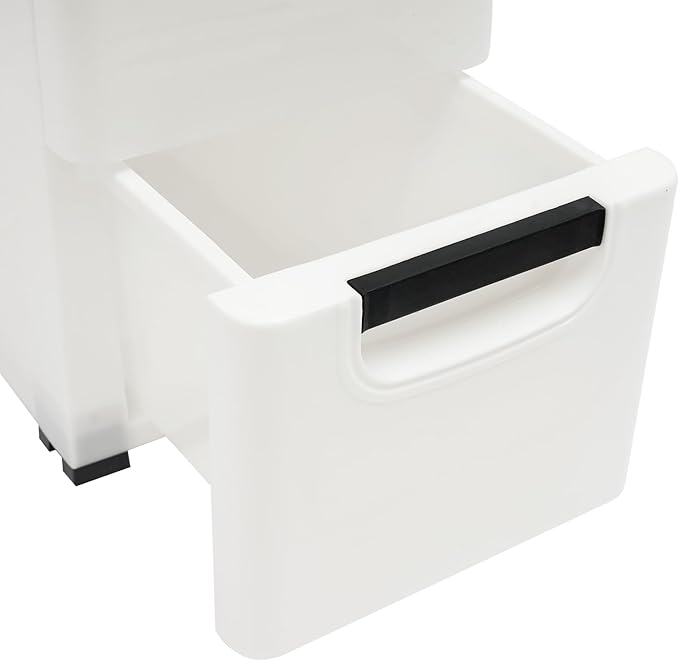 6 Drawers Plastic Storage Cabinet, Mobile Slim Utility Cart on Wheels, for Narrow Space Office Classroom Bedroom Bathroom (White)