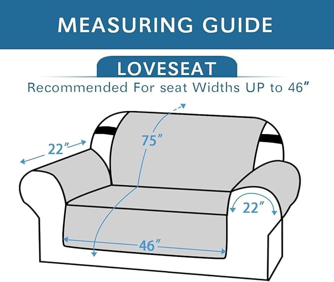 H.VERSAILTEX Loveseat Protector for Dogs/Pets Loveseat Slipcover Quilted Furniture Protector with Non Slip Elastic Strap Water Resistant Loveseats Seat Width to 46"(Loveseat, Charcoal Grey)