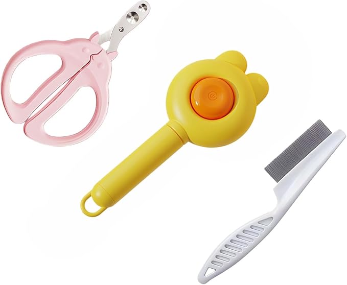 3-Set Self-Cleaning Pet Grooming Brush - Deshedding Tool for Dogs & Cats, Skin Friendly Hair Remover for Long & Short Haired Pets, Professional Dog & Cat Brush for Shedding Control(Yellow)