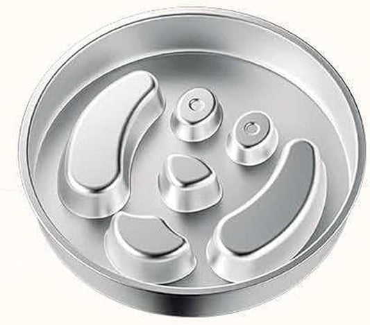 Stainless Steel Slow-Feed Dog Bowl Designed specifically for French Bulldog, This Double-Sided Anti-swallowing pet Food Bowl Features Raised barriers and is Easy to Clean B