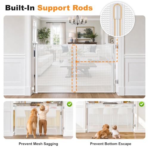 Retractable Baby Gates for Doorways 50” Wide Mesh Pet Gate - Image 3