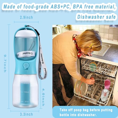 Dog Water Bottle with Food Container & Poop Bag Holder & Filter - Image 7