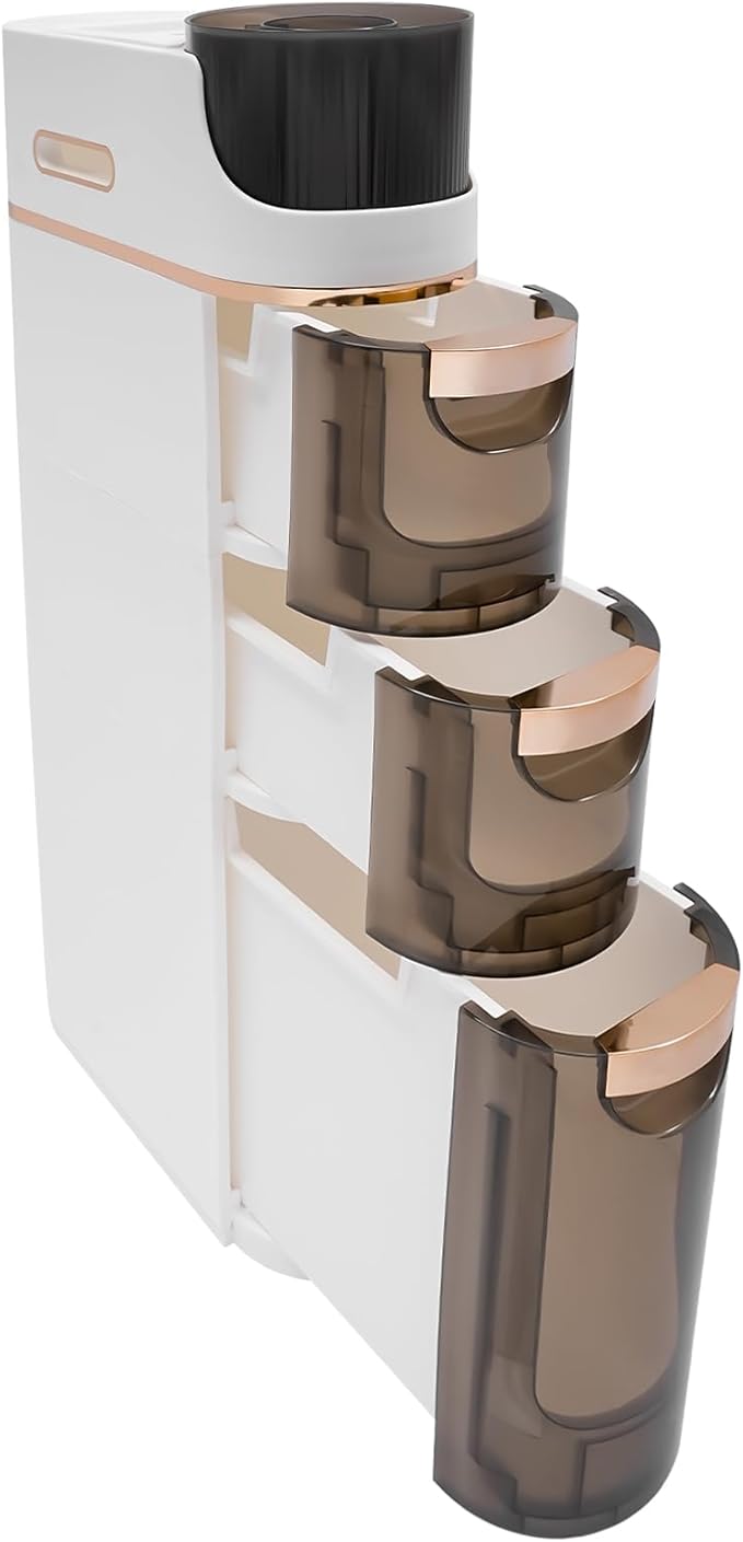 4 Tiers Narrow Bathroom Storage Cabinet with 3 Drawers,Movable Bathroom Floor Storage Cabinet with and Tissue Holder,Slim Cabinet for Small Space,Bathroom, Kitchen, Bedroom