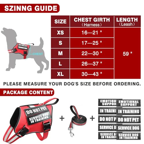 Service Dog Vest Harness and Leash Set+10 Patches,Easy - Image 3