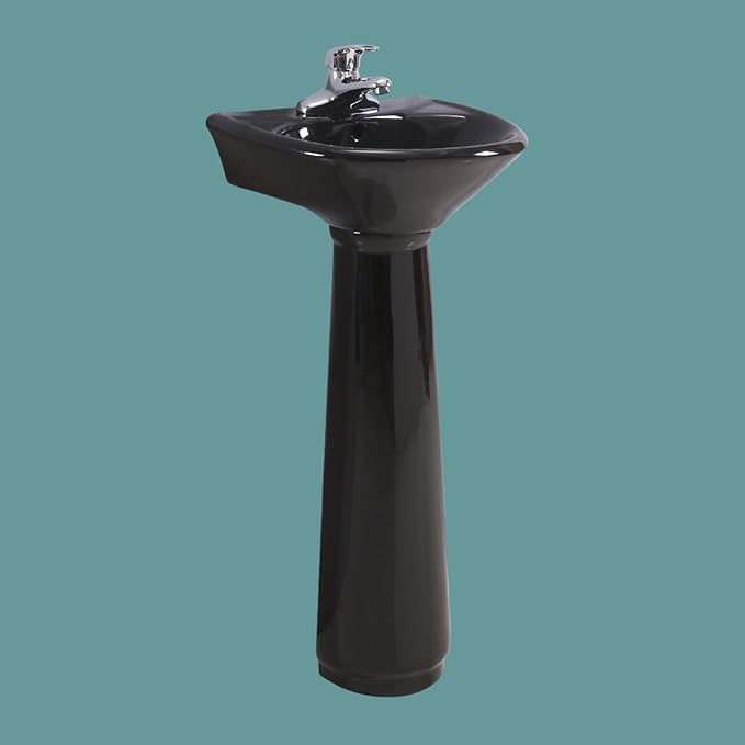 Renovators Supply Manufacturing Ondine Black Pedestal Sink Small Vitreous China Space Saving Design 34" Height X 16" Wide