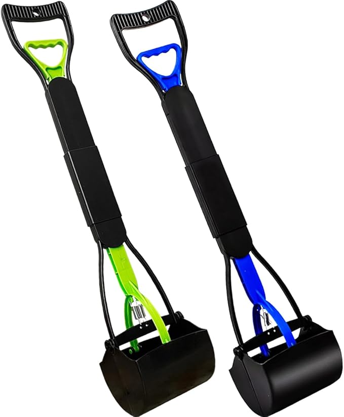2-Pack Pooper Scooper for Large Small Dogs Heavy Duty, 28" Long Handle Poop Scoop for Yard, Grass, Gravel, Dog Poop Grabber with High Strength Material and Durable Spring