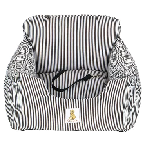 Dog Car Seat for Small Dogs, Puppy Booster Seat with Washable Pet Bed, Safety Leash and Storage Pocket, Non Slip Base Travel Seat for Car SUV Home Use, Brown
