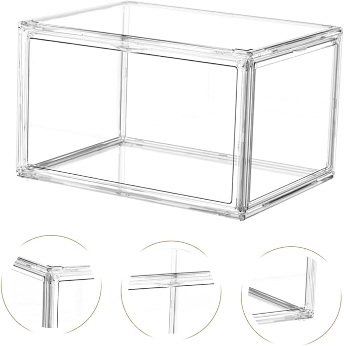 BESPORTBLE Transparent Stackable Book Storage Box with Openable Cover Acrylic Organizer for Home and Bedroom Space-saving Container for Books and Sundries Practical Desktop Holder