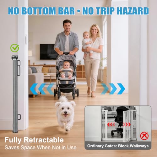 Retractable Dog Gate, 70.8" Wide × 34" Tall Mesh Pet Gate - Image 5