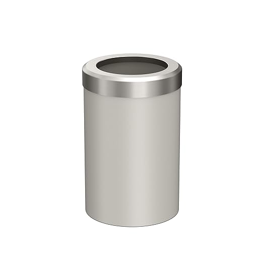 Gatco Small Bathroom Trash Can with Lid, Round 3 Gallon Stainless Steel Wastebasket, Under Sink, Matte Pearl and Satin Nickel, for Bathroom, Bedroom, Office (1931SN)