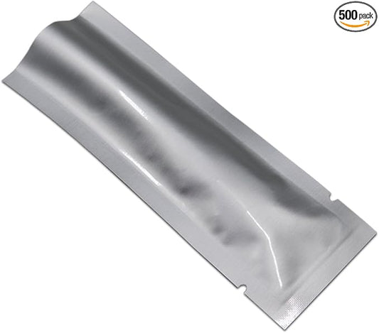 500 Pack 1.57x4.33 inch (Inside Size 1.18x3.94 inch) Heat Seal Sample Pouch Thickened Mylar Foil Bag for Toiletries Travel Packets Single Serving Coffee Powder Condiments Food Storage Containers