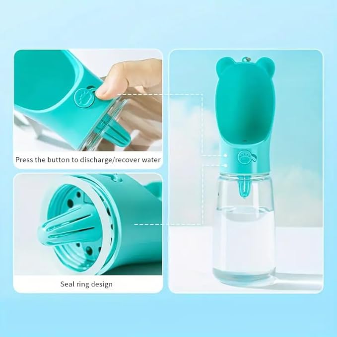 Outdoor Water Bottle for a Dog, Portable pet Water Bottle with Food Container, Leak Proof Dog Travel Water Bottle, Dog Water Bottle for Outdoor Walking and Hiking (White, 18.6 OZ)